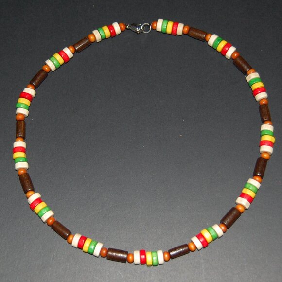 Men Necklace,Wood Necklace,Surfer Necklace,Tribal Style,Chocker,Beach Necklace - Picture 1 of 3